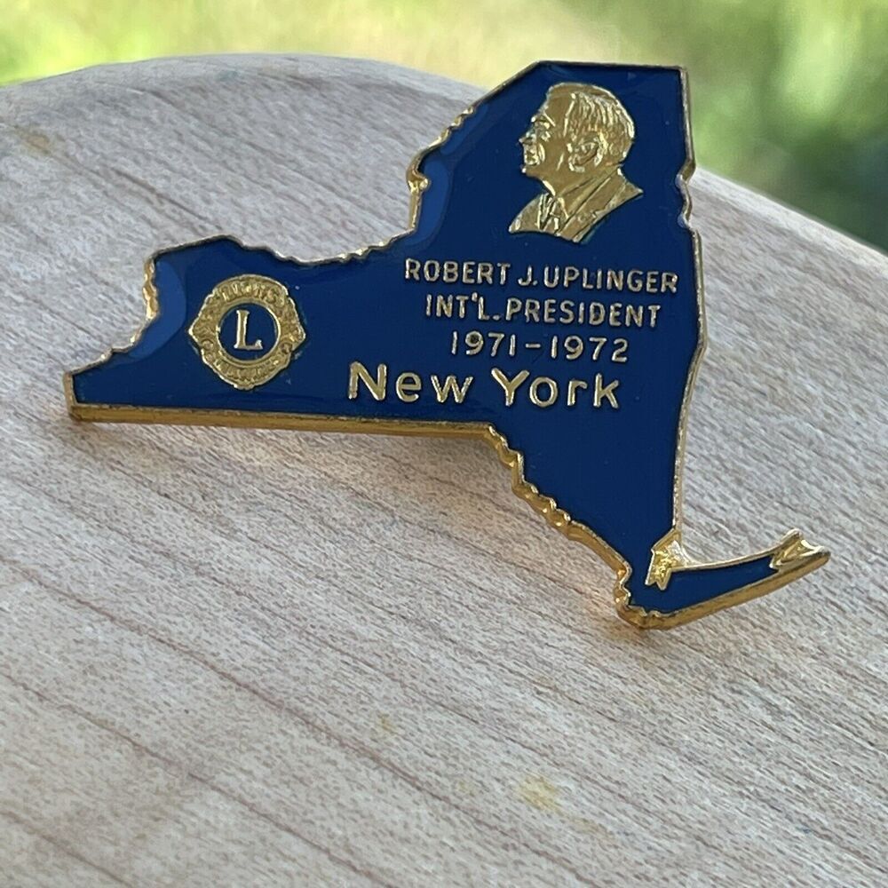 Lions Club Lapel Pin Robert J. Uplinger Int'l President 1971-1972 New York State